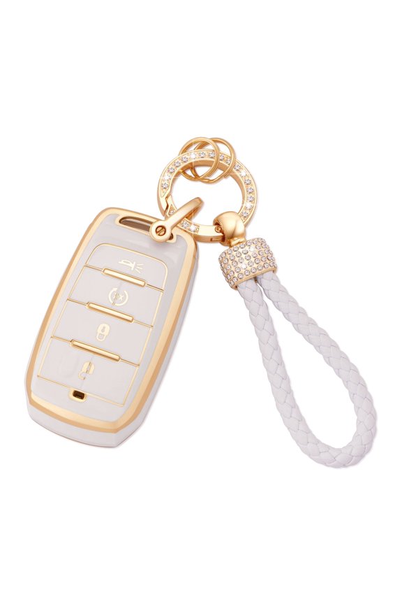 Rugged 4-Button TPU Protective Armor Case with Keychain for Dodge RAM 1500 2500 3500 4500 5500 2019-2022 Models Shockproof Full Body Smart Key Cover