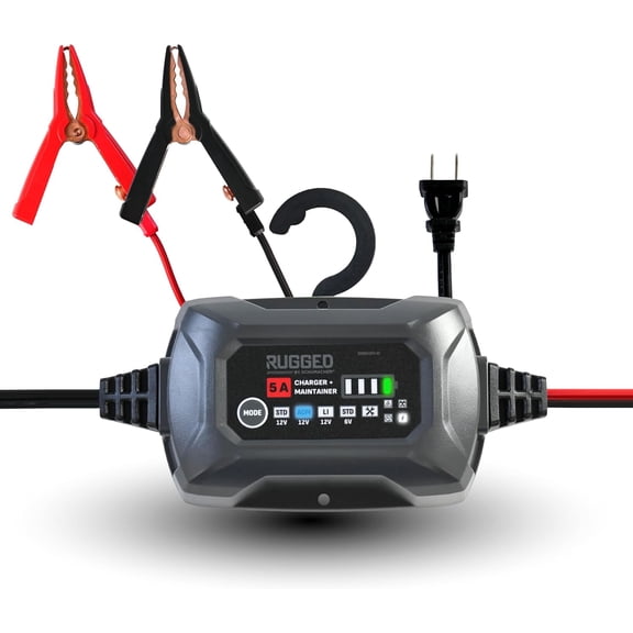 Rugged 5A Car Battery Charger and Maintainer 3-in-1 Solution for 6V/12V Power Sport Automotive and Marine Batteries SC1682