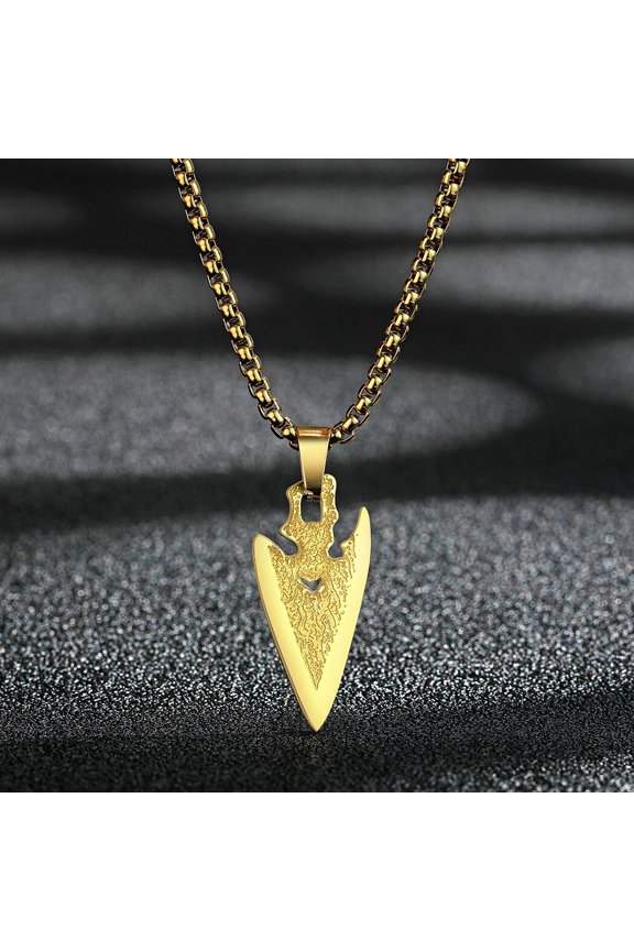 Rugged Arrowhead Pendant Simple Charm Stainless Steel Necklace