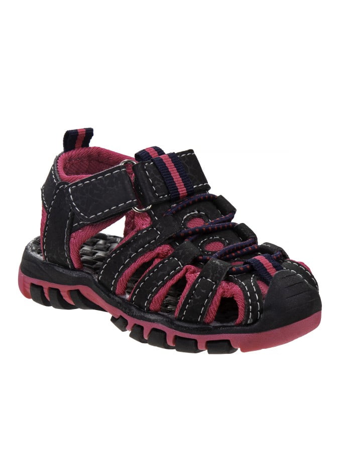 Rugged Bear Boy ClosedToe Sport Toddler Sandals Blk/ Fuchsia, 6