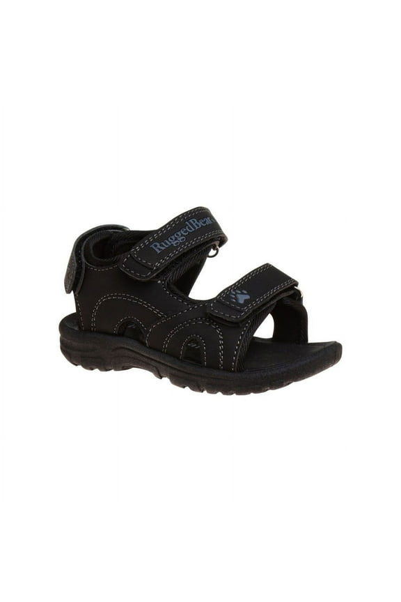Boys Open Toe Doule Hook & Loop Toddler Sport Sandals - Black, 10