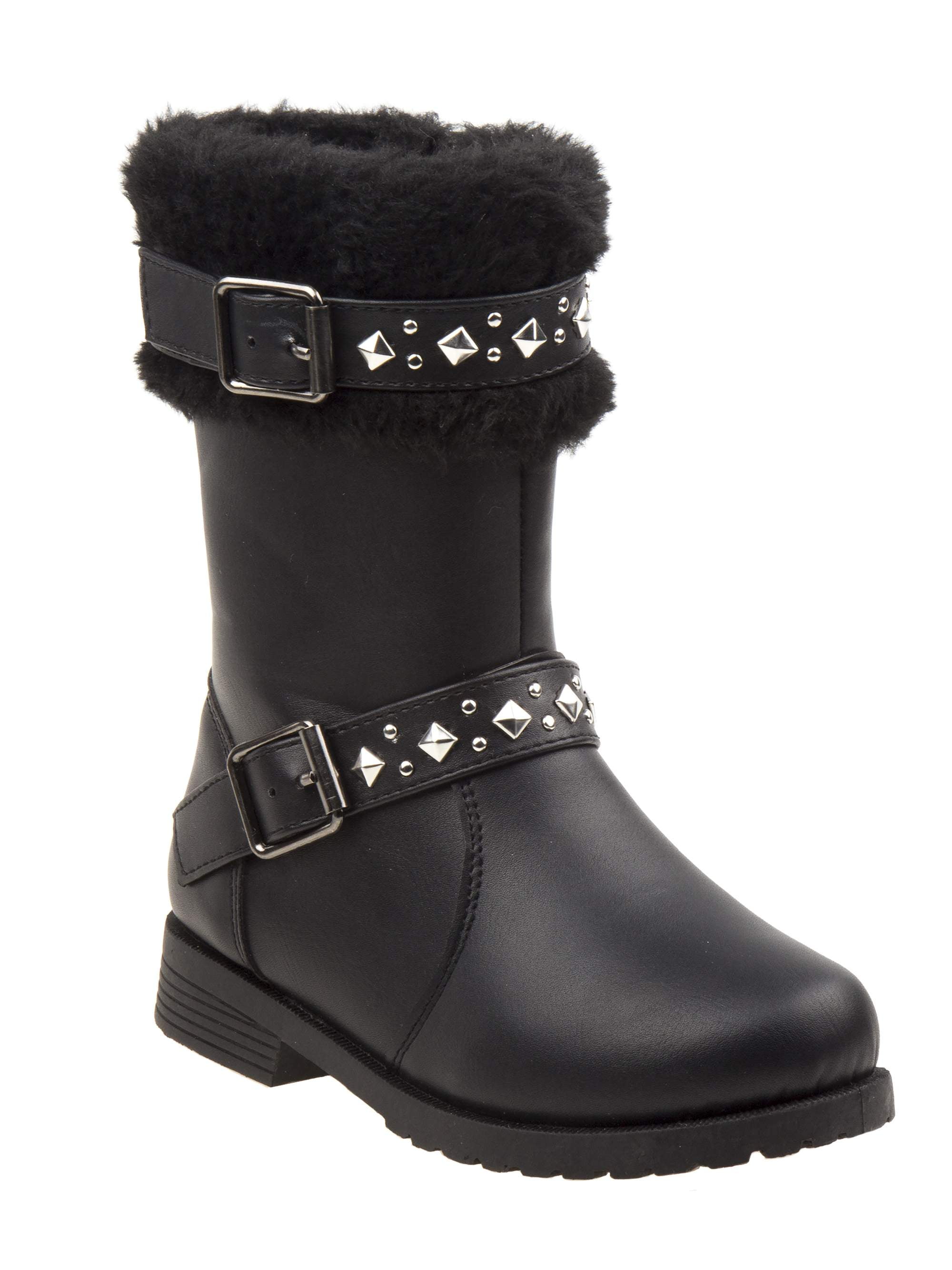 Rugged Bear Buckle Studded Strap Toddler Girls' Boots
