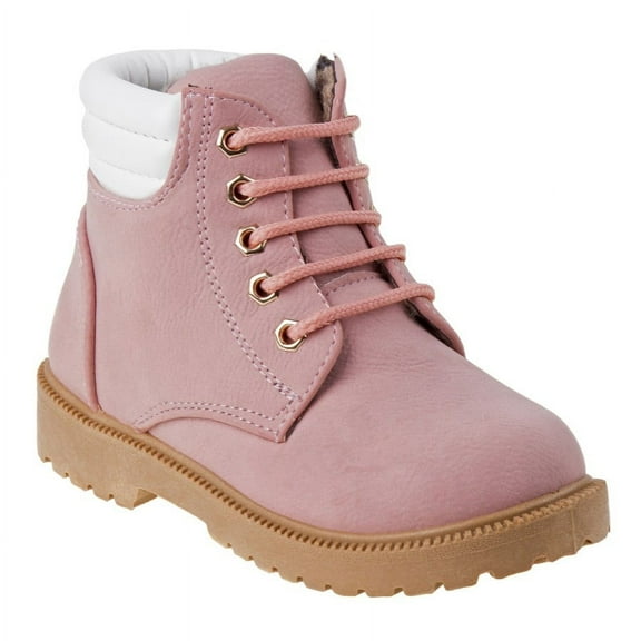 Rugged Bear Lace-Up Girls Low Heel Little Kids Casual Boots - Pink, 13