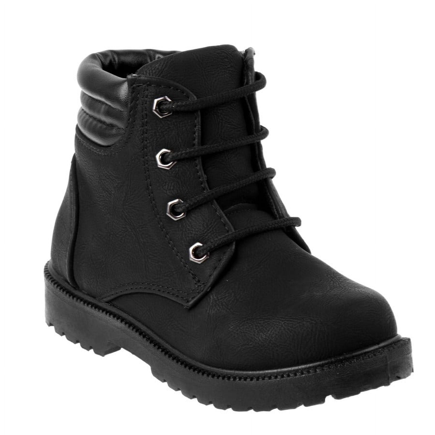 Rugged Bear Lace-Up Unisex Low Heel Little Kids Casual Boots - Black, 13