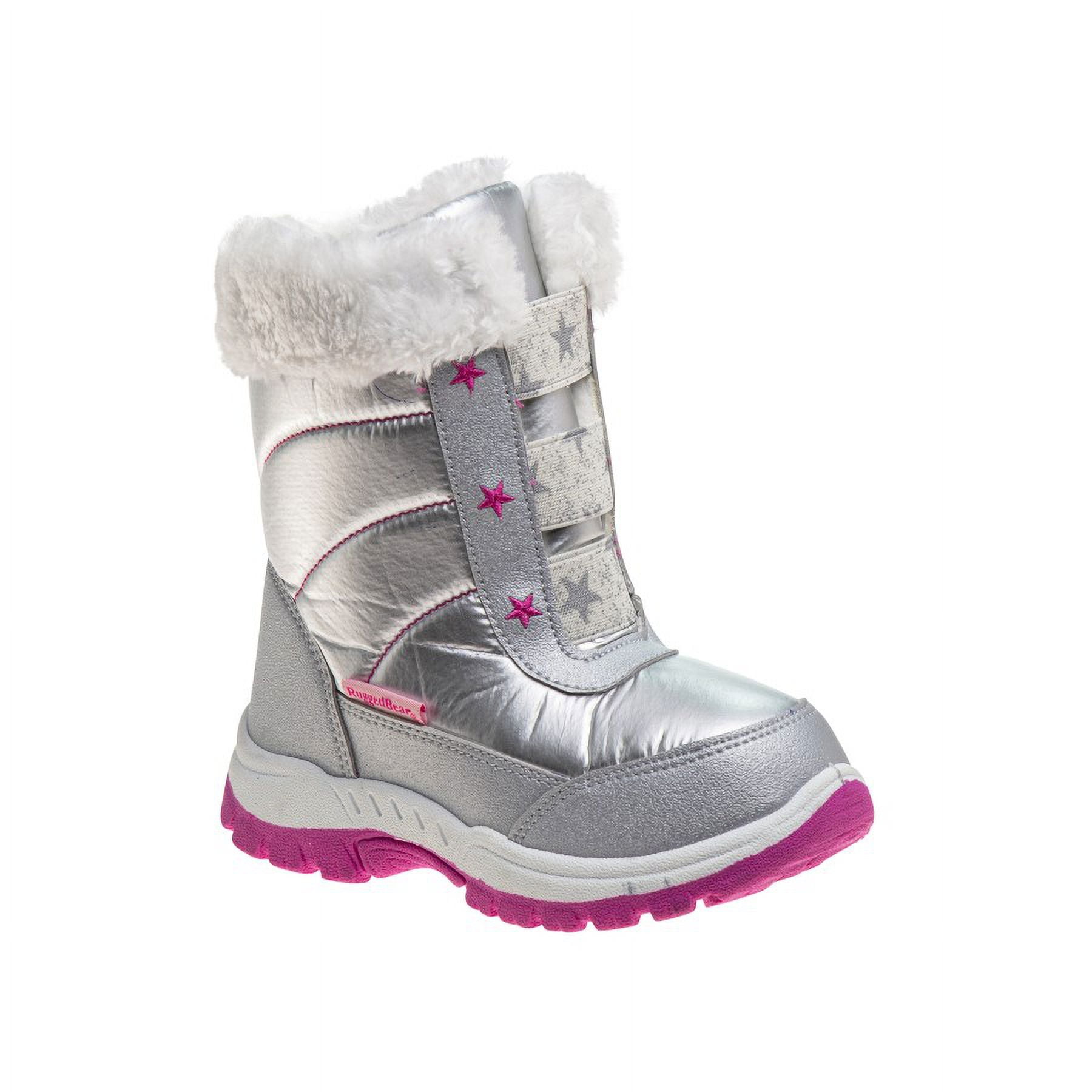 Rugged Bear Little Kids  Girls Snow Boots  , Silver, 9