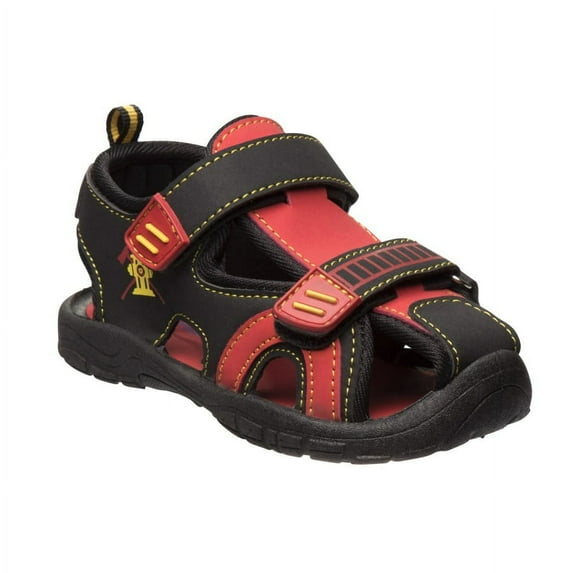 Rugged Bear double adjustable hook and loop Boys Toddler closed-toe sport sandals - Red Black, 7