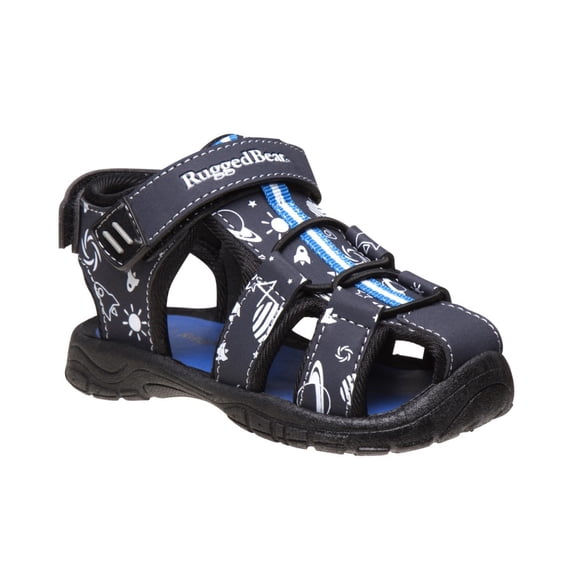 Rugged Bear Double Adjustable Hook And Loop Boys Closed Toe Toddler Sport Sandals On And off, Navy, 5