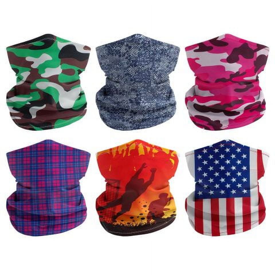 kilofly 6/8 pc Neck Gaiter Headband Bandana Seamless Headwear Head Wrap
