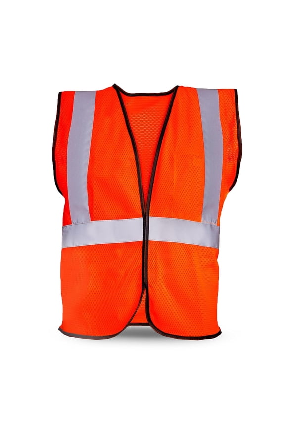 Polyester Mesh Orange Safety Vest for Men - 2XL, 3XL | ANSI Certified Class 2 Reflective Vest with 2" Reflective Silver Tape | High Visibility Construction Vest | Lightweight for All-Day Comfort