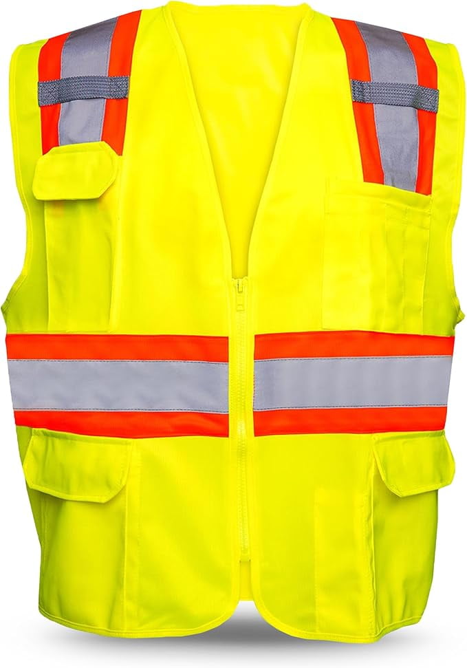Rugged Blue Type R Class 2 Hi-Vis Two-Tone Surveyor Safety Vest, Hi-Vis Yellow, S