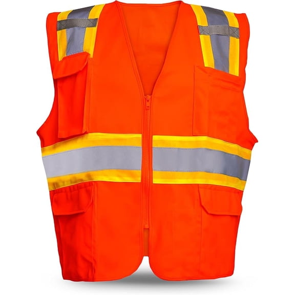 Rugged Blue Type R Class 2 Hi-Vis Two-Tone Surveyor Safety Vest, Hi-Vis Orange, 3XL
