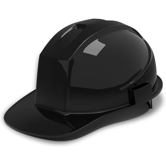 Rugged Blue Defender Cap Style Hard Hat, 6-Point Ratchet Suspension, RBH200BLK, Black