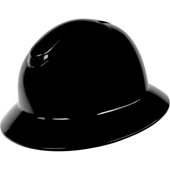 Rugged Blue Defender Full Brim Hard Hat, 6-Point Ratchet Suspension, RBH300BLK, Black