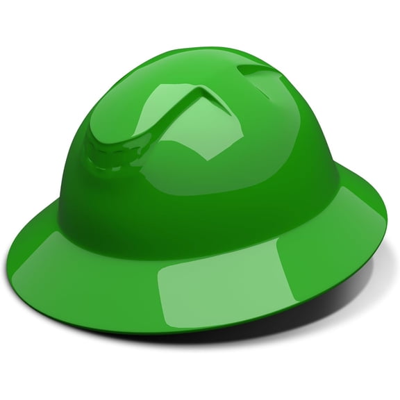 Rugged Blue Defender Full Brim Hard Hat, 6-Point Ratchet Suspension, RBH300GRN, Green