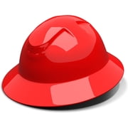 Rugged Blue Defender Full Brim Hard Hat, 6-Point Ratchet Suspension, RBH300RED, Red