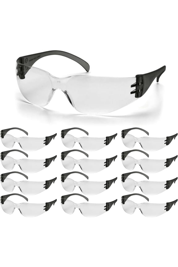 Diablo Safety Glasses - Black Frame -12 Pack | Clear Lens Protective Eyewear | Lightweight Frameless Design | Scratch-Resistant Lens for Work Construction Lab and Industrial Use