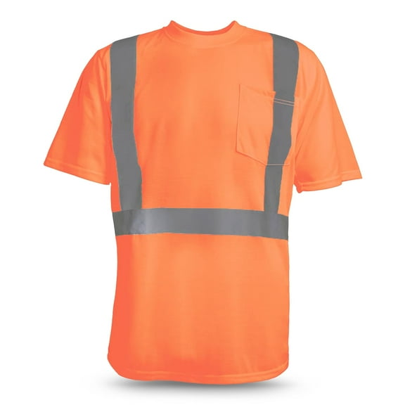 ANSI Class 2 Wicking T-Shirt | High Visibility Shirts for Men | Made of Durable Polyester | Hi-Vis Shirts with Stitched Reflective Tape for Low-Light or Nighttime Visibility | Orange