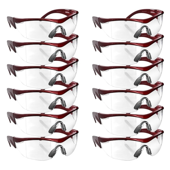 Rugged Blue Navigator Protective Eyewear Safety Glasses - Red Clear 12 PK