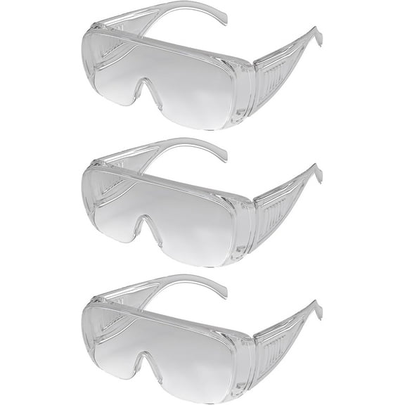Visitor Clear Safety Glasses for Men/Women | ANSI Certified Eye Protection Glasses and Protective Eyewear | Anti-Scratch Coating and Wrap Around One-Piece Design Work Glasses - 3 Pack