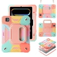 thumbnail image 1 of Rugged Case for Apple Pro 11 Inch 2024, Heavy Duty Shockproof Kickstand Handle Design with Shoulder Strap Kids Friendly Drop Protection Case for iPad Pro 11 M4 2024, Colorful Pink, 1 of 5