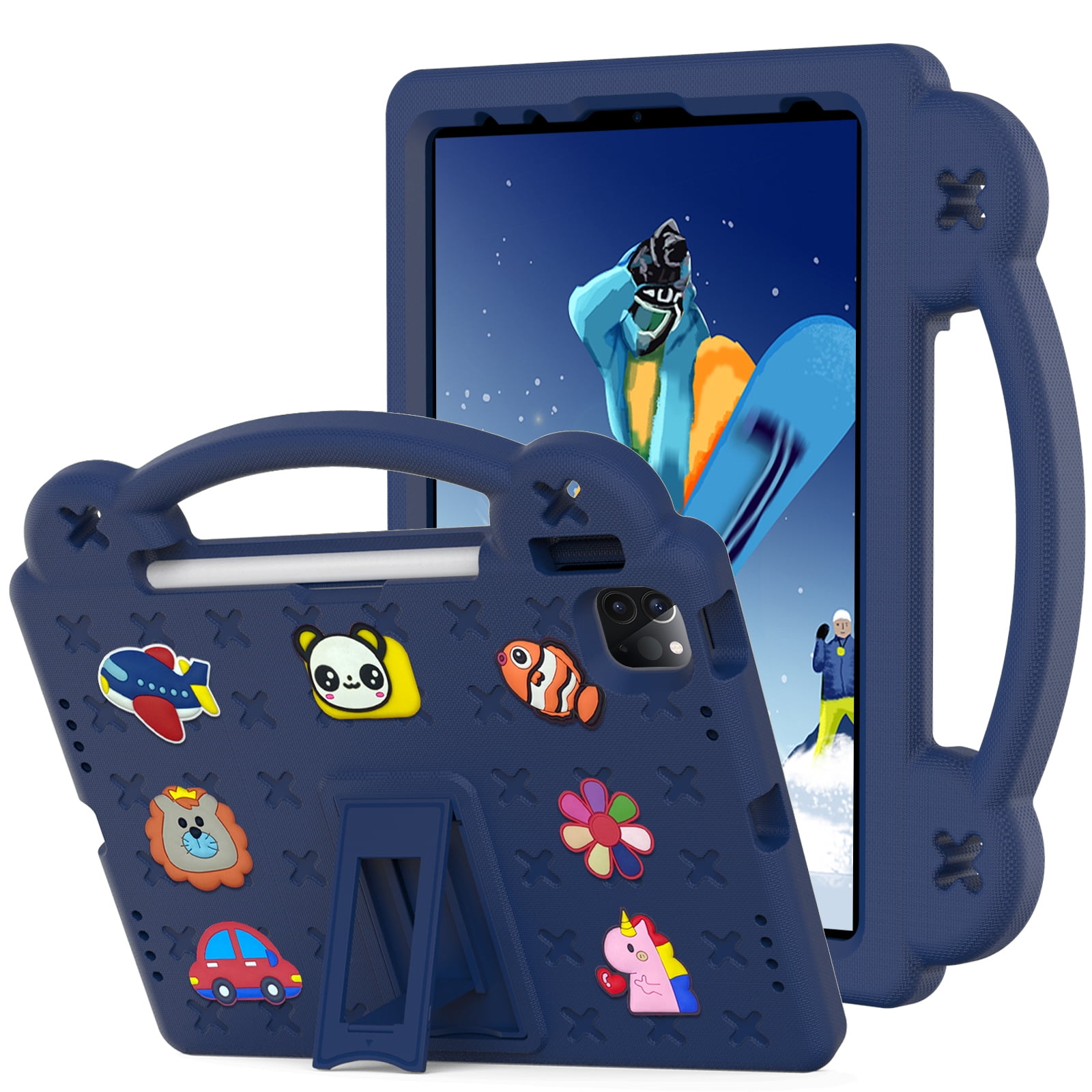 Rugged Case for Apple iPad A16 11th Gen 11 inch 2025 & iPad 10th Gen 10.9" with Screen Protector Film, Shockproof EVA Foam Cover with Adjustable Shoulder Strap, Built-in Kickstand, Child-Friendly
