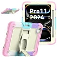 thumbnail image 1 of Rugged Case For Apple iPad Pro 11 (2024) – 3-Layer Protection Shockproof Stand Cover with Screen Protector, Adjustable Stand, Shoulder Strap, & Pencil Holder -- Colorful Pink, 1 of 10