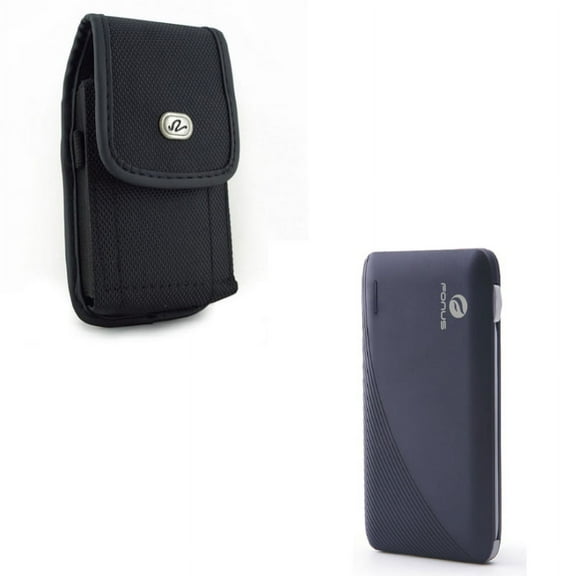 Rugged Case Belt Clip w 10000mAh Power Bank for Google Pixel 5a 5G/4a 5G Phones - Holster Canvas, Charger Portable G1A Compatible With Pixel 5a 5G/4a 5G Models