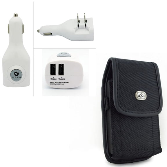 Rugged Case Belt Clip w 2-Port USB Car Home Charger for Google Pixel 4 XL Phones - Holster Canvas, 2-in-1 Power Y1V Compatible With Pixel 4 XL Models