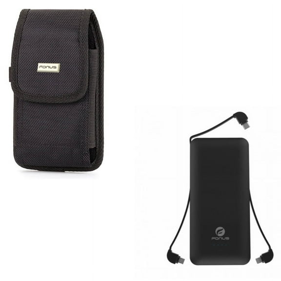 Rugged Case Belt Clip w Charger 10000mAh Power Bank for Google Pixel 4 XL/5a 5G/4a 5G Phones - Holster Canvas, Backup Battery Portable W7K Compatible With Pixel 4 XL/5a 5G/4a 5G Models