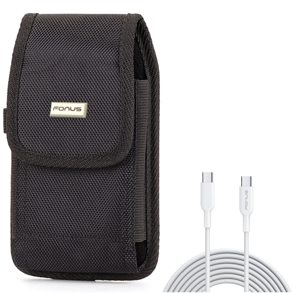 Rugged Case Belt Clip w Fast Charger Cord 10ft Long Type-C Cable for Samsung Galaxy A73 5G,A53 5G,A33 5G,A13 5G,A03s Phones - Holster Canvas Cover Pouch, PD Power Wire (USB-C to USB-C)