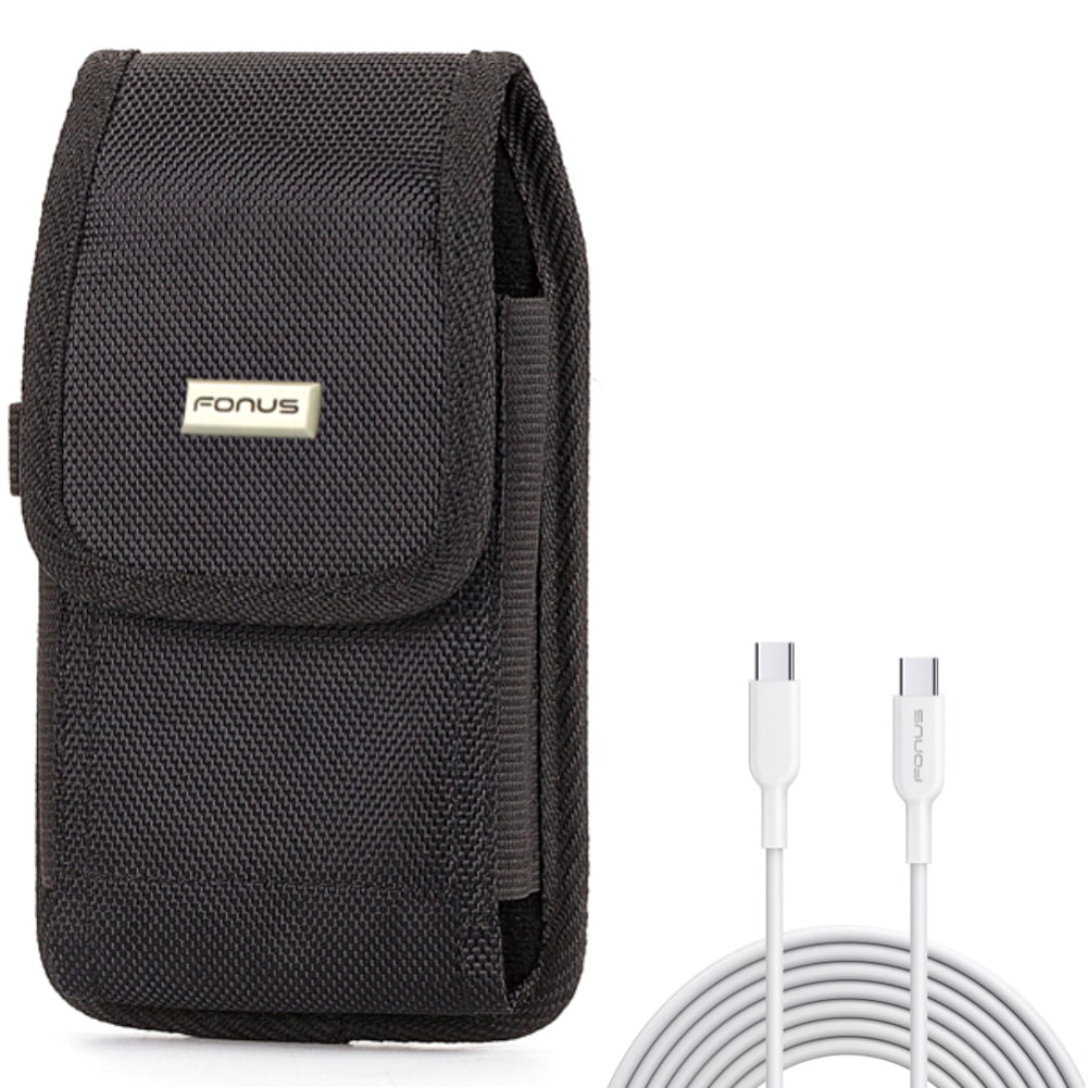 Rugged Case Belt Clip w Fast Charger Cord 10ft Long Type-C Cable for Samsung Galaxy A73 5G,A53 5G,A33 5G,A13 5G,A03s Phones - Holster Canvas Cover Pouch, PD Power Wire (USB-C to USB-C)