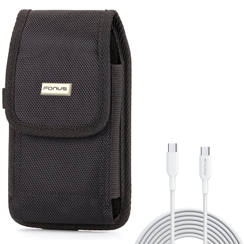 Rugged Case Belt Clip w Fast Charger Cord 10ft Long Type-C Cable for Samsung Galaxy A73 5G,A53 5G,A33 5G,A13 5G,A03s Phones - Holster Canvas Cover Pouch, PD Power Wire (USB-C to USB-C)