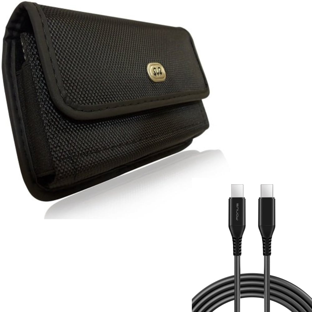 Rugged Case Belt Clip w PD Fast Charger Cord 10ft Long USB-C Cable for Samsung Galaxy A53 5G,A33 5G Phones - Holster Canvas Cover Pouch, Power Wire (Type-C to Type-C) Sync