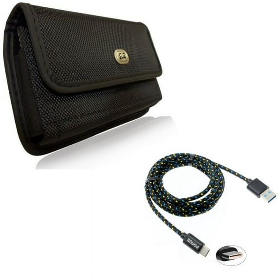 Rugged Case Belt Clip w Type-C 6ft USB Cable for Google Pixel 5a 5G/4a 5G Phones - Holster Canvas, Charger Cord Power Q4R Compatible With Pixel 5a 5G/4a 5G Models