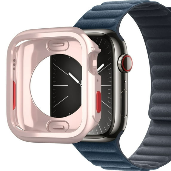 Rugged Case Compatible with Apple Watch Case Series 9/8/7 41mm Series 6/SE/5/4 40mm, Soft TPU Shockproof Bumper Drop Proof Protective Cover for iWatch 40mm 41mm,Pink