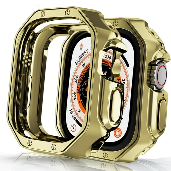 Rugged Case Compatible for Apple Watch Series 10 42mm, Military All Around Hard Tough TPU Protective Cover Case Shockproof Bumper for iWatch Series 10 42mm,Gold