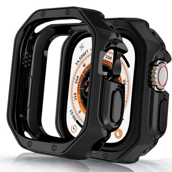 Rugged Case Compatible for Apple Watch Series 3/2/1 38mm, Military All Around Hard Tough TPU Protective Cover Case Shockproof Bumper for iWatch Series 3/2/1 38mm,Black