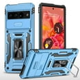thumbnail image 1 of Rugged Case for Google Pixel 9 Pro XL, Sliding Lens Camera Cover Protection Ring Stand Compatible with Magnetic Car Mount Military Grade Shockproof Hybrid Case for Google Pixel 9 Pro XL, Lightblue, 1 of 7