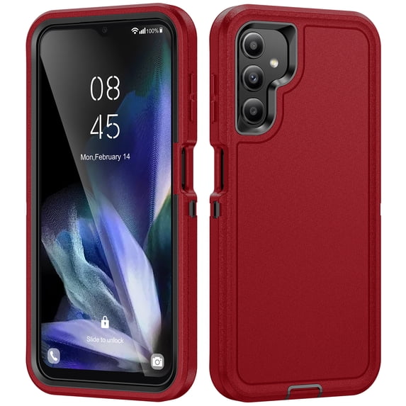 Rugged Case for Samsung Galaxy A13 5G, Heavy Duty Hybrid PC + TPU Military Grade Shockproof Cover, Non-Slip Strip Lens Protection Soft Rubber Lining Case for Samsung Galaxy A13 5G,Red