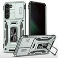 thumbnail image 1 of Rugged Case for Samsung Galaxy A16 5G, Sliding Lens Camera Cover Protection, Ring Kickstand Compatible with Magnetic Car Mount, Military Grade Protection Hybrid Shockproof Phone Case, Gray, 1 of 7