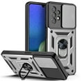 thumbnail image 1 of Rugged Case for Samsung Galaxy A32 5G Shockproof Phone Case with Camera Lens Slide Cover and Ring Holder Kickstand, Support Magnet Car Mount, Military Grade Heavy Duty Protection Cover, Silver, 1 of 7