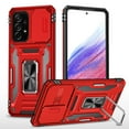 thumbnail image 1 of Rugged Case for Samsung Galaxy A32 5G, Sliding Lens Camera Cover Protection Ring Stand Compatible with Magnetic Car Mount Military Grade Shockproof Hybrid Case for Samsung Galaxy A32 5G, Red, 1 of 7
