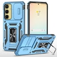 thumbnail image 1 of Rugged Case for Samsung Galaxy A55, Sliding Lens Camera Cover Protection Ring Stand Compatible with Magnetic Car Mount Military Grade Shockproof Hybrid Case for Samsung Galaxy A55, Lightblue, 1 of 7