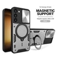 thumbnail image 1 of Rugged Case for Samsung Galaxy S24 Plus Heavy Duty Case with Hidden Bracket Camera Lens Sliding Cover, Military Grade Magnetic Car Mount Holder Shockproof Lens Protection Case, Silver, 1 of 11