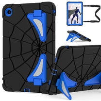Rugged Case for Samsung Galaxy Tab A11 11" 2025 SM-X230 X235, Cute Design Foldable Kickstand Shockproof Kids Friendly Drop Protection Cover with Shoulder Strap for Galaxy Tab A11 , Black Blue