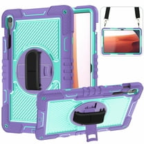 Rugged Case for Samsung Galaxy Tab S11 11" 2025 (SM-X730/SM-X736B), Shockproof 3-Layer Protective Cover with 360° Rotating Kickstand Hand Strap Pencil Holder Detachable Shoulder Strap, Purple