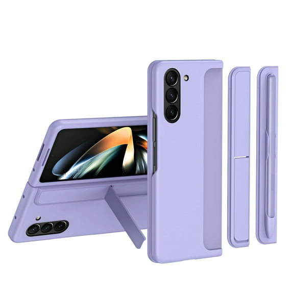 Rugged Case for Samsung Galaxy Z Fold 5 2023, 2 in 1 Protective Case with Detachable Kickstand Module Removable Pen Slot Module + Pen,Multi-Functional Case for Galaxy Z Fold 5,Lavender
