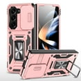 thumbnail image 1 of Rugged Case for Samsung Galaxy Z Fold 7, Sliding Lens Camera Cover Protection, Ring Kickstand Support Magnetic Car Mount, Military Grade Protection Hybrid Shockproof Phone Case, Rosegold, 1 of 8