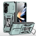 thumbnail image 1 of Rugged Case for Samsung Galaxy Z Fold 7, Sliding Lens Camera Cover Protection, Ring Kickstand Support Magnetic Car Mount, Military Grade Protection Hybrid Shockproof Phone Case, Darkgreen, 1 of 8