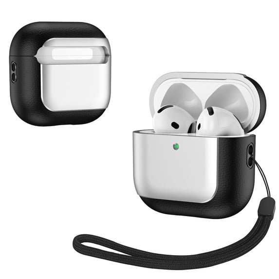 Rugged Case for AirPods 4 & 5, Fiber Patterns Shockproof Cover for AirPods 5th / 4th Gen with Skull Switch and Carabiner